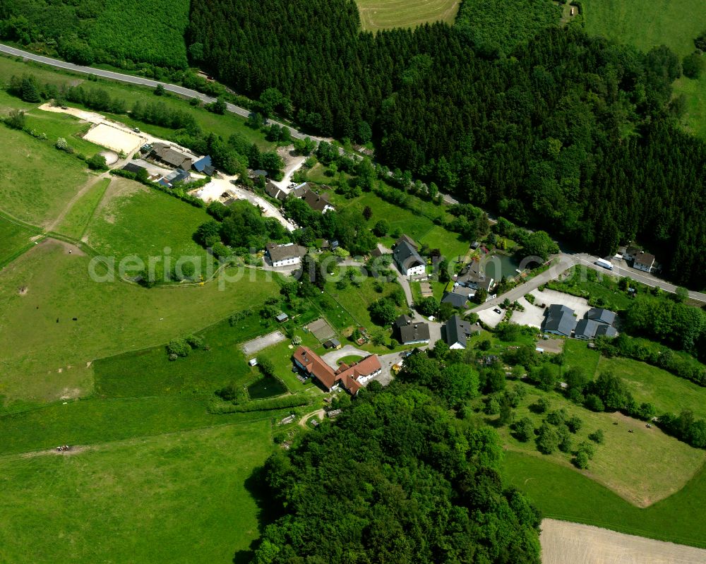 Aerial photograph Valbert - Village - view on the edge of forested areas in Valbert in the state North Rhine-Westphalia, Germany