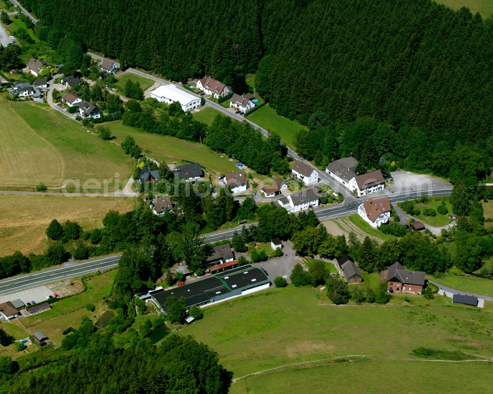 Aerial image Valbert - Village - view on the edge of forested areas in Valbert in the state North Rhine-Westphalia, Germany