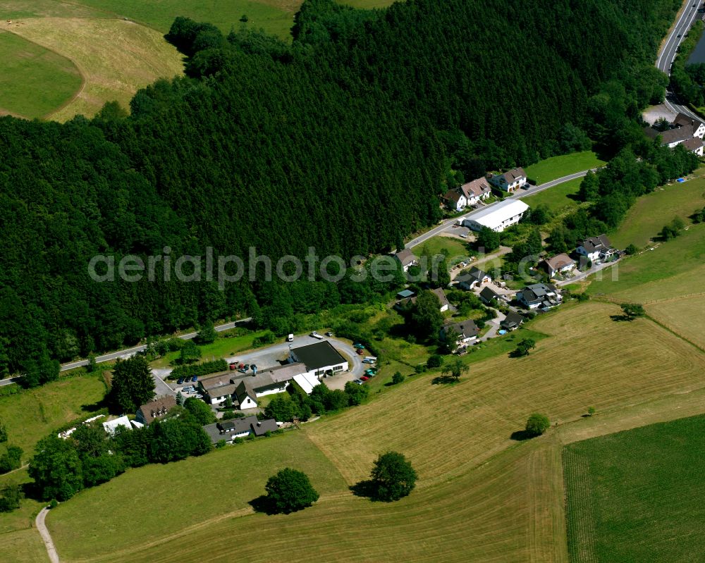 Aerial photograph Valbert - Village - view on the edge of forested areas in Valbert in the state North Rhine-Westphalia, Germany