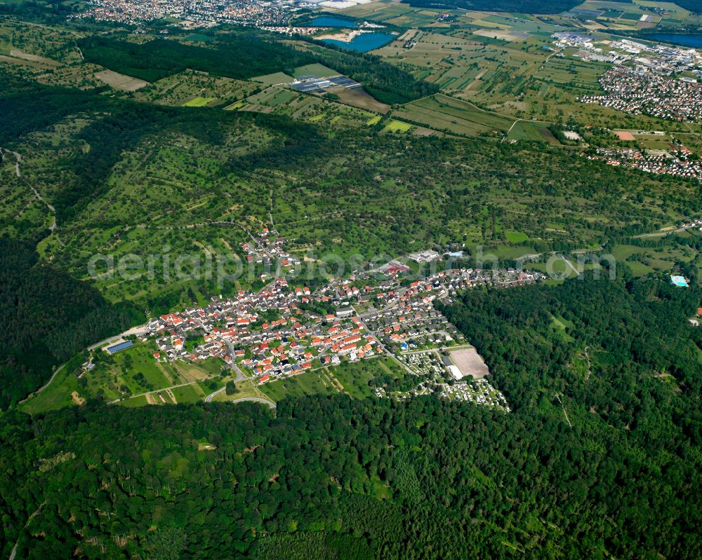 Völkersbach from the bird's eye view: Village - view on the edge of forested areas in Völkersbach in the state Baden-Wuerttemberg, Germany