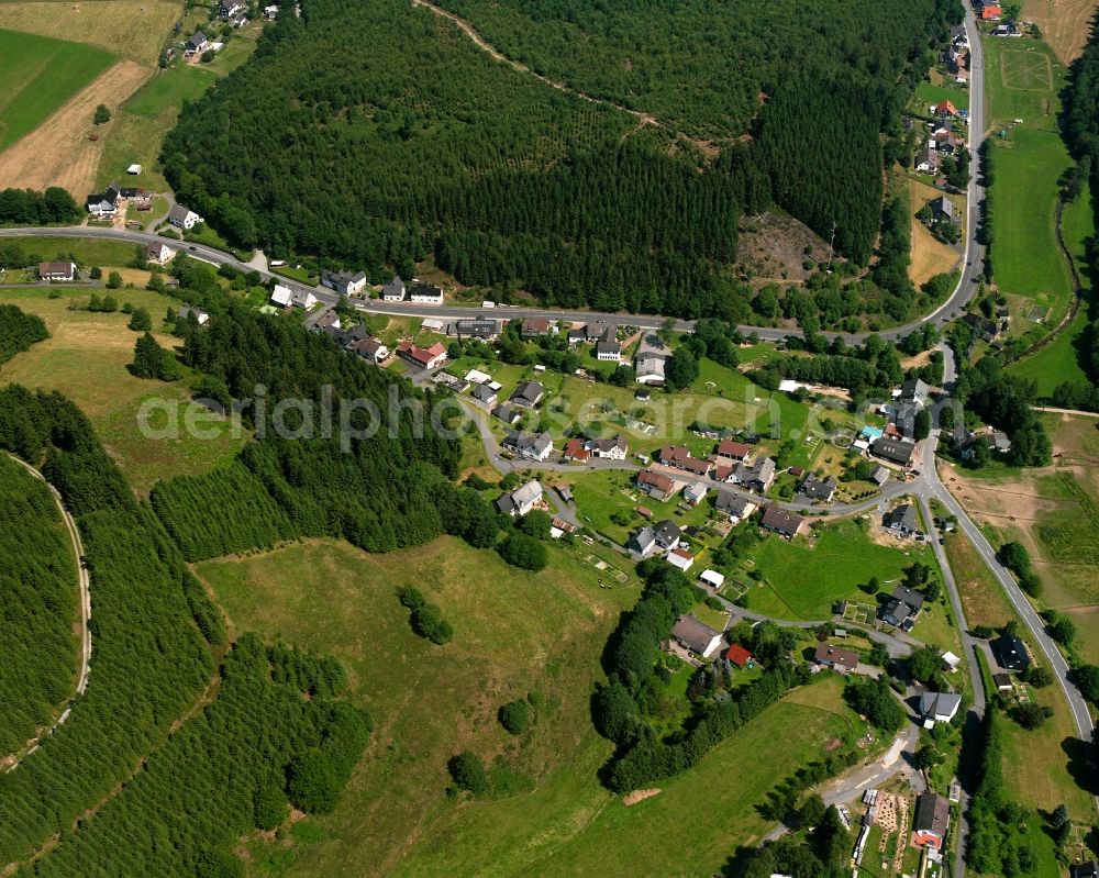 Volkholz from above - Village - view on the edge of forested areas in Volkholz in the state North Rhine-Westphalia, Germany