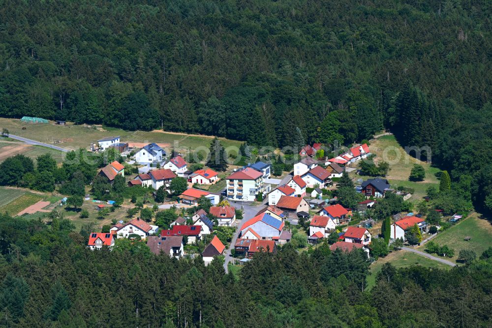 Waldbrunn from the bird's eye view: Village - view on the edge of forested areas in Waldbrunn in the state Baden-Wuerttemberg, Germany