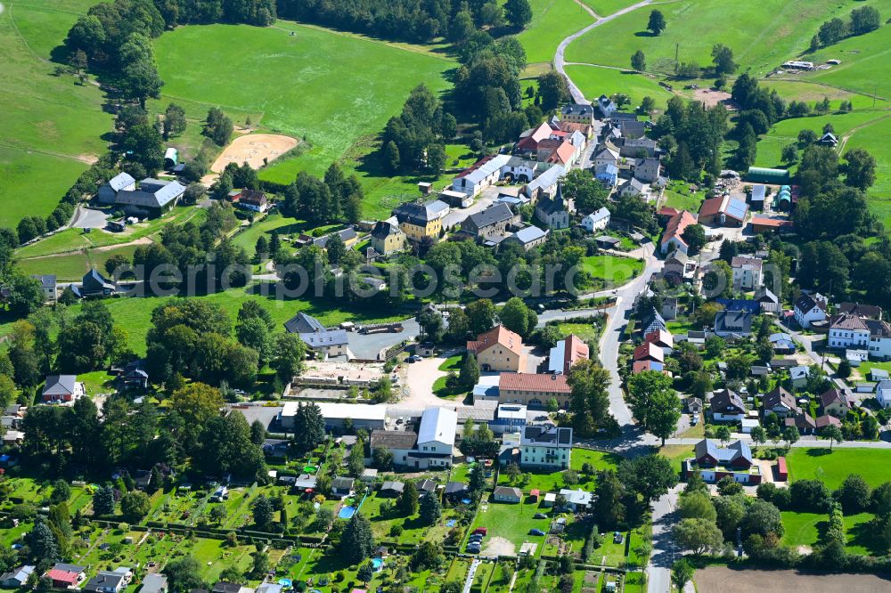 Aerial image Waldkirchen - Village - view on the edge of forested areas in Waldkirchen in the state Saxony, Germany