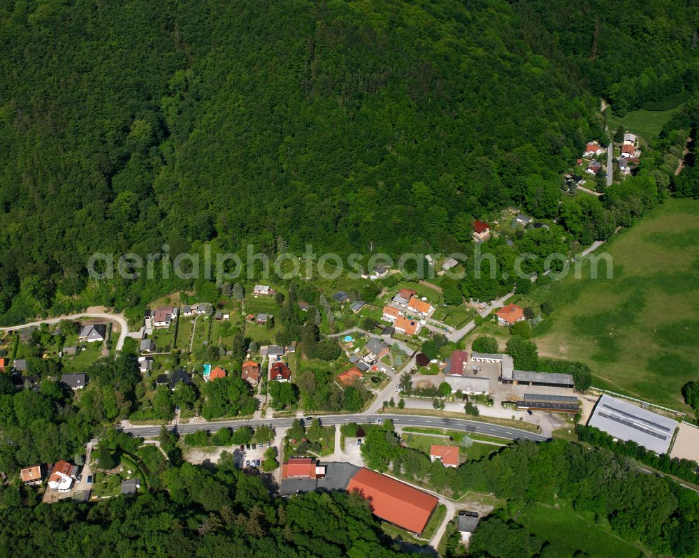 Aerial image Wernigerode - Village - view on the edge of forested areas in Wernigerode in the Harz in the state Saxony-Anhalt, Germany