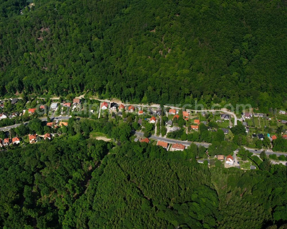 Aerial photograph Wernigerode - Village - view on the edge of forested areas in Wernigerode in the Harz in the state Saxony-Anhalt, Germany