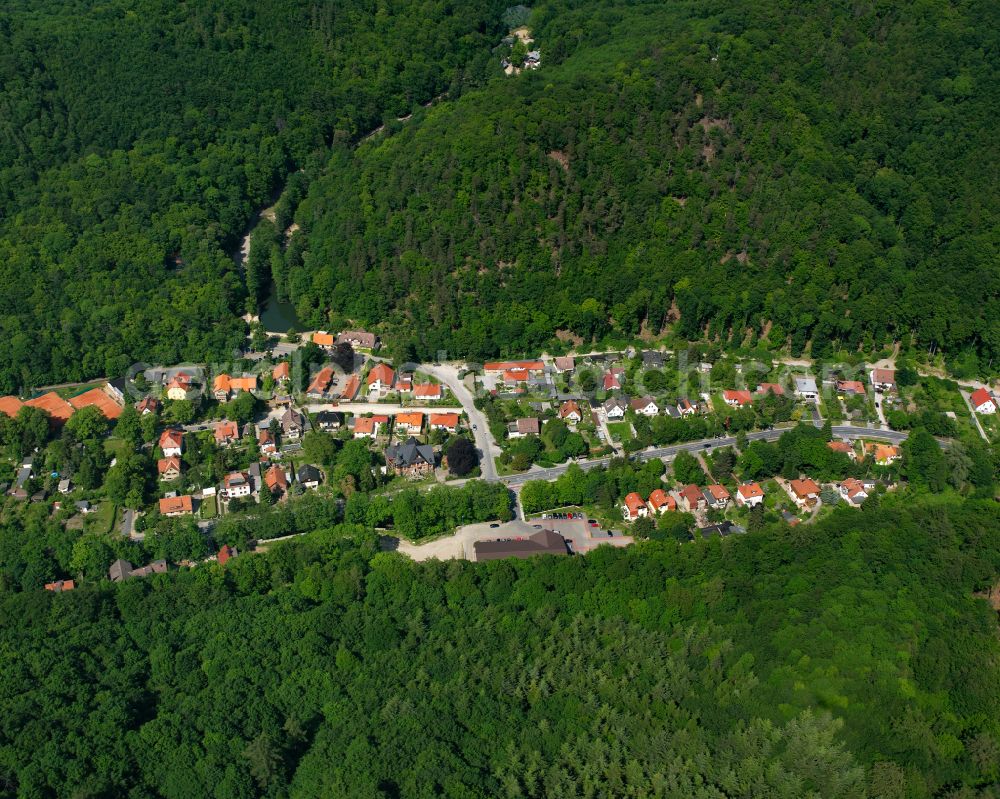 Wernigerode from above - Village - view on the edge of forested areas in Wernigerode in the Harz in the state Saxony-Anhalt, Germany