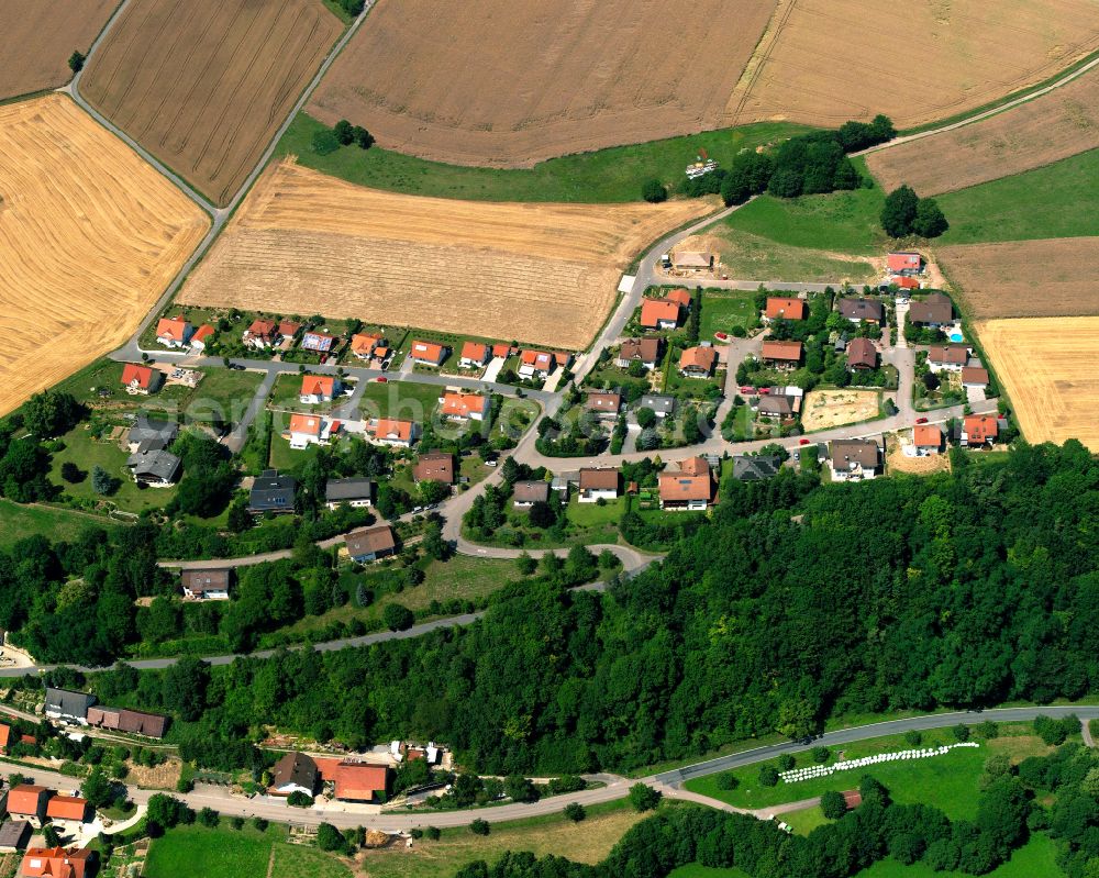 Aerial image Widdern - Village - view on the edge of forested areas in Widdern in the state Baden-Wuerttemberg, Germany