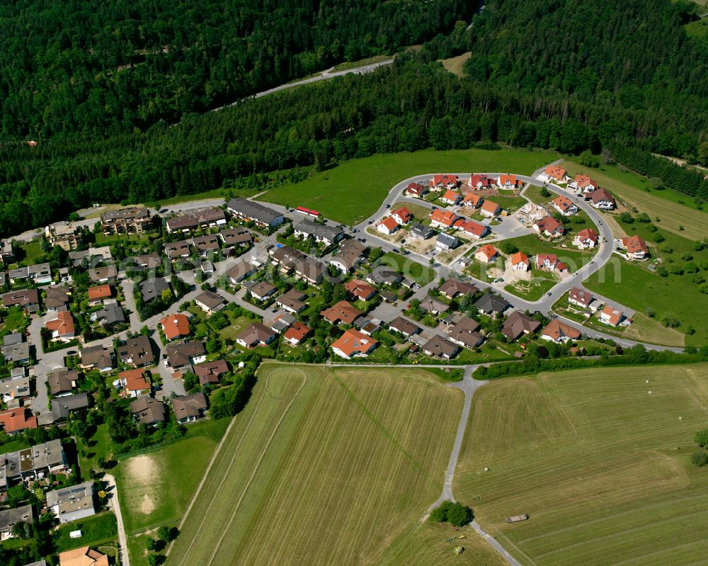 Wildberg from the bird's eye view: Village - view on the edge of forested areas in Wildberg in the state Baden-Wuerttemberg, Germany