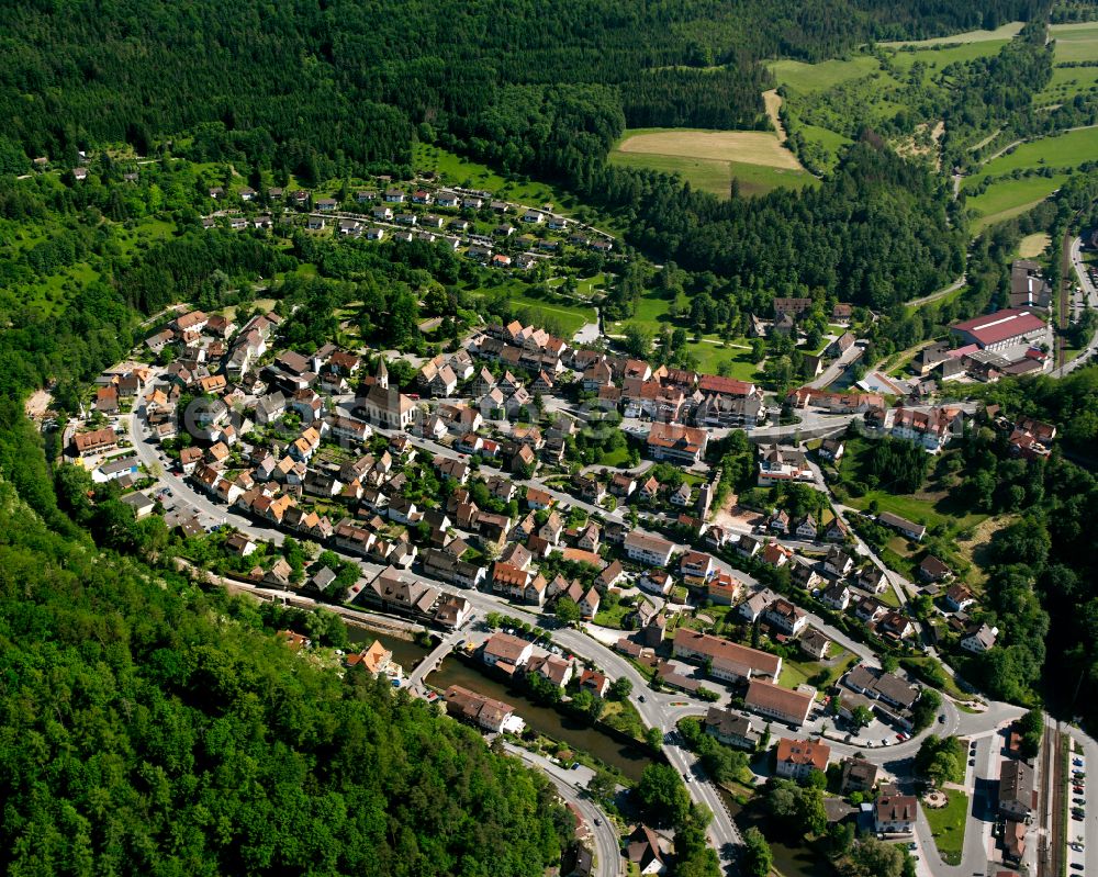 Aerial photograph Wildberg - Village - view on the edge of forested areas in Wildberg in the state Baden-Wuerttemberg, Germany