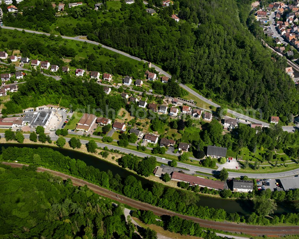 Aerial image Wildberg - Village - view on the edge of forested areas in Wildberg in the state Baden-Wuerttemberg, Germany