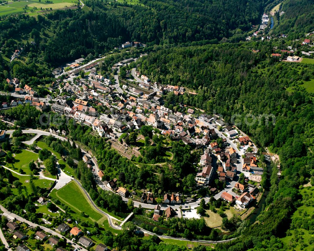 Aerial photograph Wildberg - Village - view on the edge of forested areas in Wildberg in the state Baden-Wuerttemberg, Germany