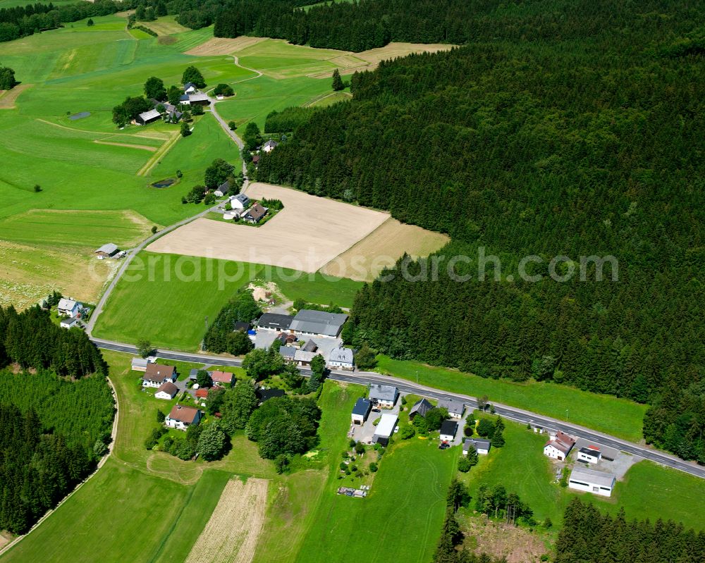 Aerial photograph Wüstenselbitz - Village - view on the edge of forested areas in Wüstenselbitz in the state Bavaria, Germany