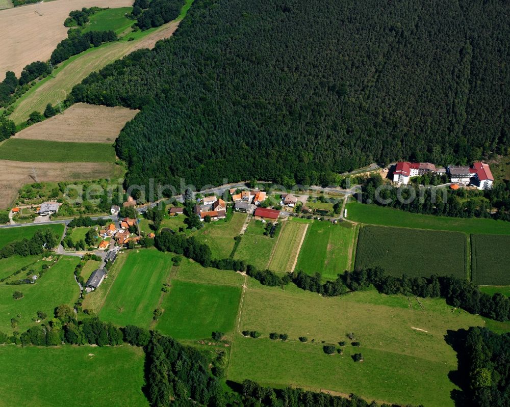 Zell from above - Village - view on the edge of forested areas in Zell in the state Hesse, Germany