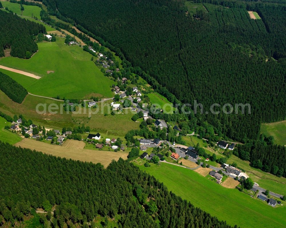 Aerial photograph Zinse - Village - view on the edge of forested areas in Zinse in the state North Rhine-Westphalia, Germany