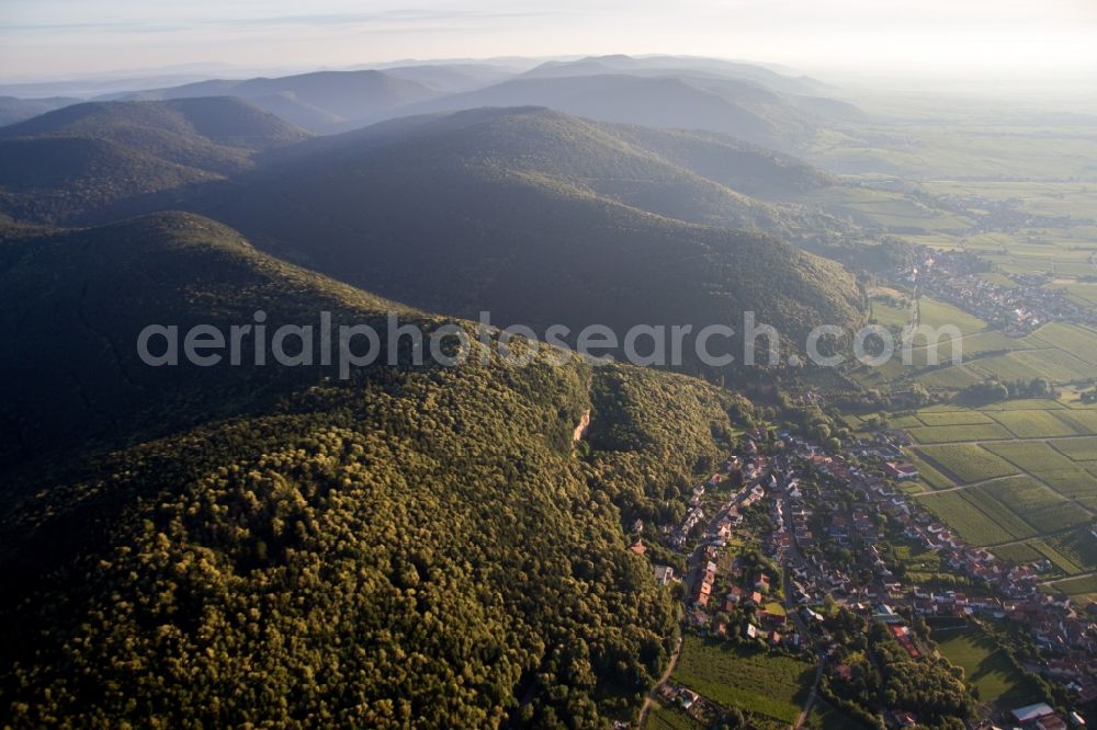 Frankweiler from above - Village - view on the edge of wine yards in Frankweiler in the state Rhineland-Palatinate, Germany