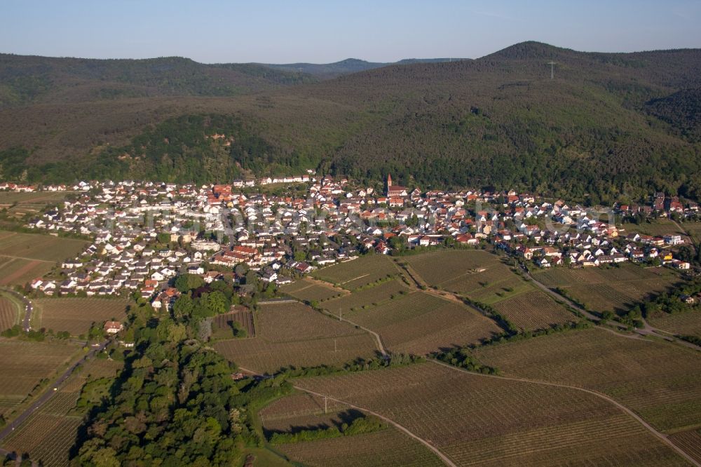 Aerial image Neustadt an der Weinstraße - Village - view on the edge of wine yards in the district Koenigsbach in Neustadt an der Weinstrasse in the state Rhineland-Palatinate, Germany