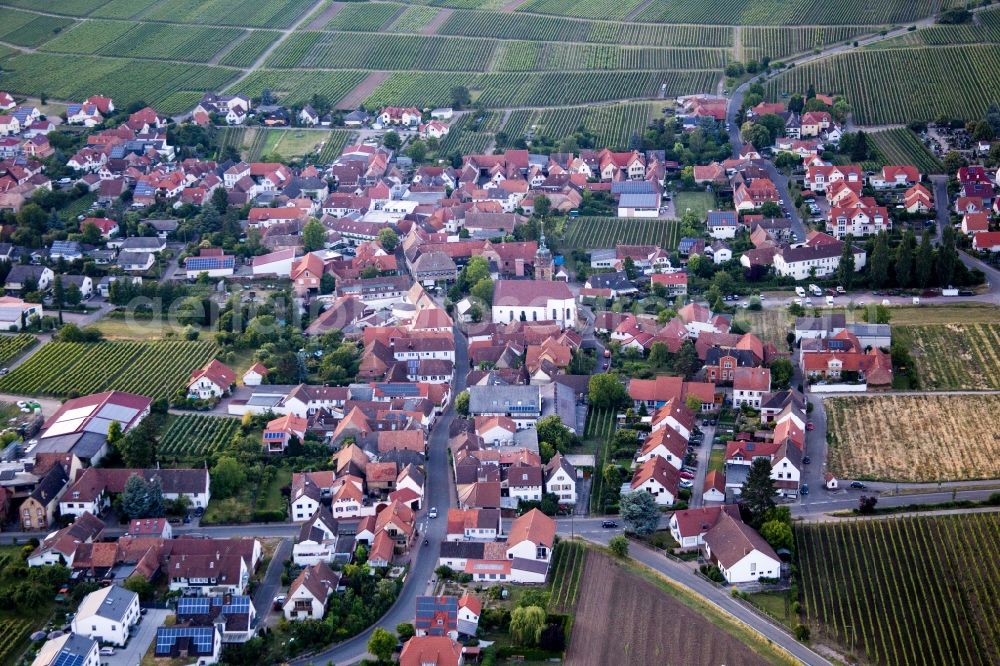 Hainfeld from above - Village - view on the edge of wine yards in Hainfeld in the state Rhineland-Palatinate, Germany