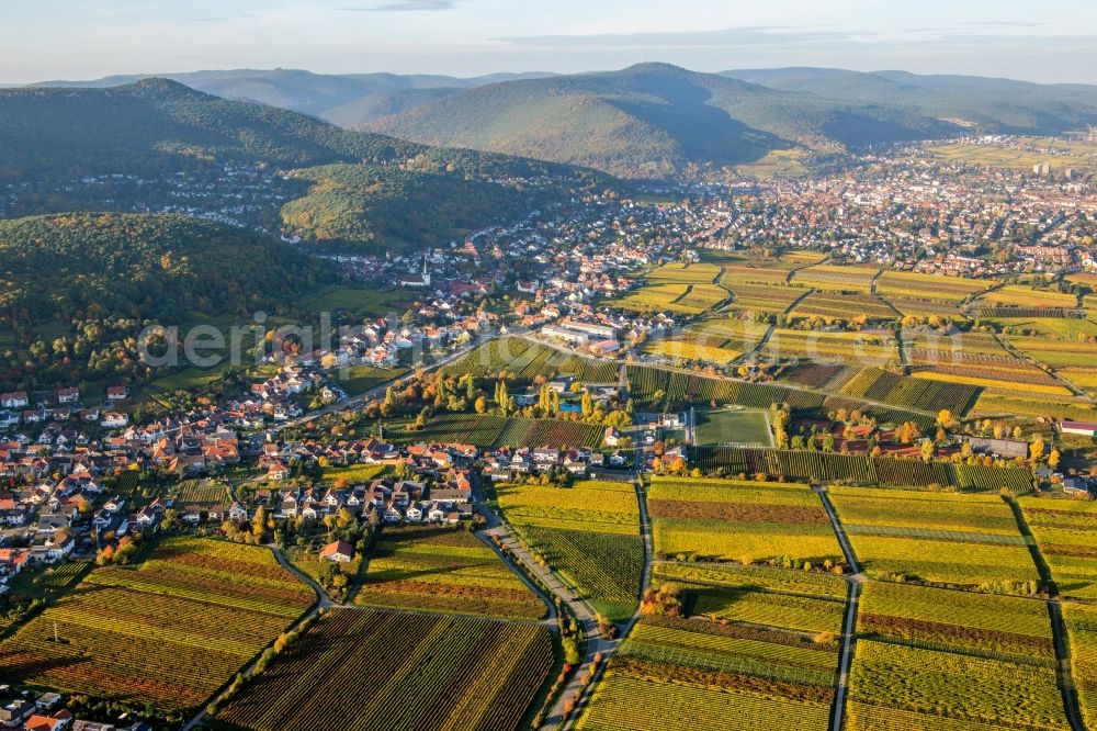 Aerial photograph Neustadt an der Weinstraße - Village - view on the edge of wine yards in the district Hambach in Neustadt an der Weinstrasse in the state Rhineland-Palatinate, Germany