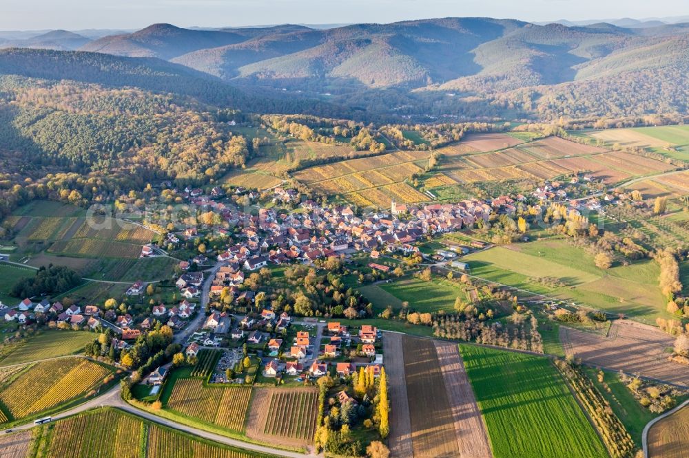 Aerial photograph Rott - Village - view on the edge of wineyards in Rott in Grand Est, France