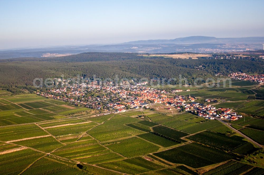 Weisenheim am Berg from above - Village - view on the edge of wine yards in Weisenheim am Berg in the state Rhineland-Palatinate, Germany