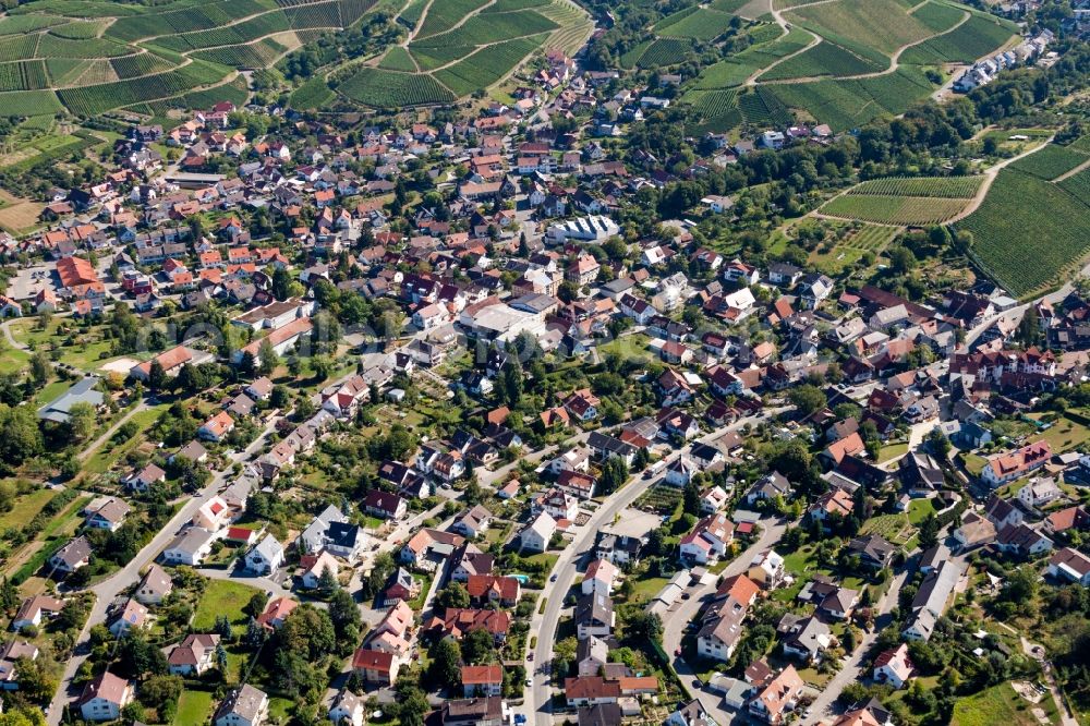 Zell-Weierbach from the bird's eye view: Village - view on the edge of wine-yards in Zell-Weierbach in the state Baden-Wurttemberg, Germany