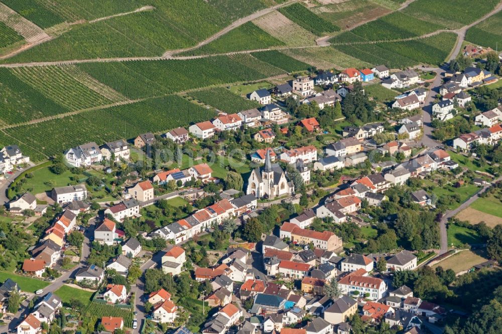 Aerial photograph Ockfen - Village - view on the edge of wine yards above the Saar in Ockfen in the state Rhineland-Palatinate, Germany