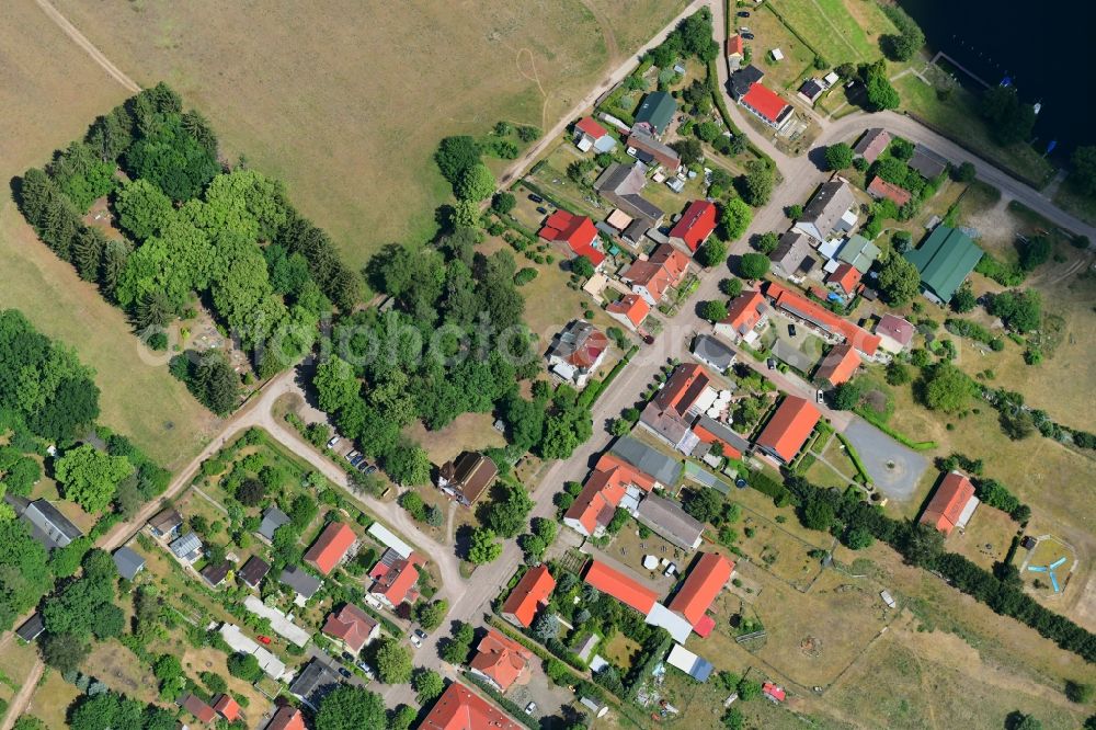 Aerial photograph Rheinsberg - Village view on street Dorfstrasse in Rheinsberg in the state Brandenburg, Germany