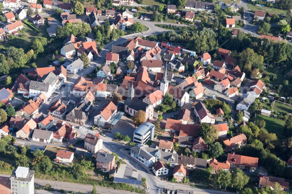 Rosenberg from above - Village view in Rosenberg in the state Baden-Wurttemberg, Germany