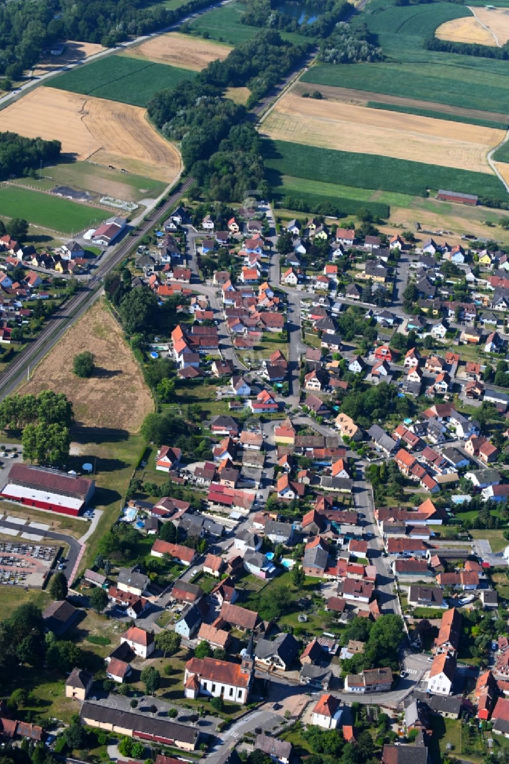 Aerial photograph Rountzenheim - Village view in Rountzenheim in Grand Est, France