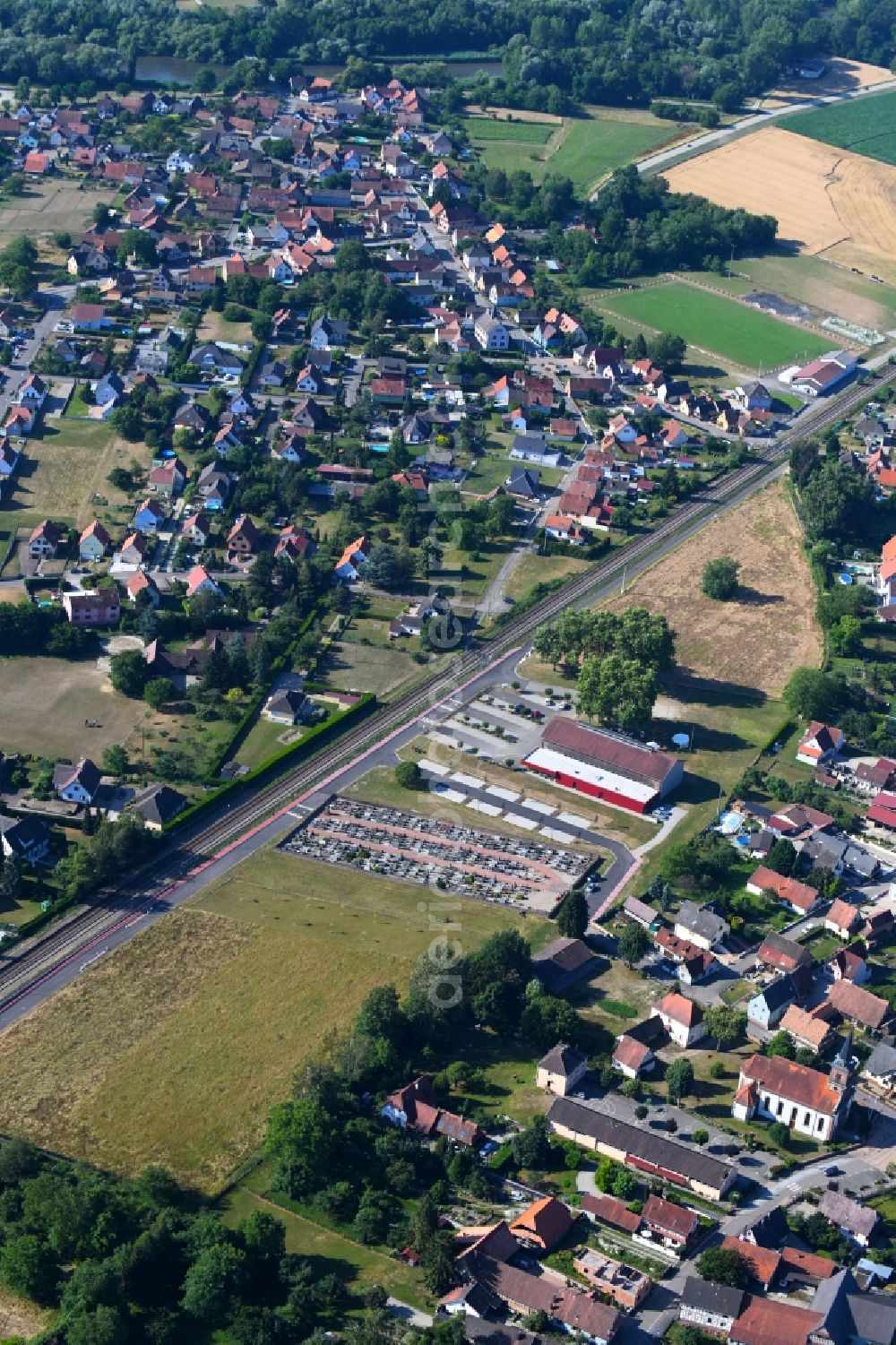 Rountzenheim from above - Village view in Rountzenheim in Grand Est, France