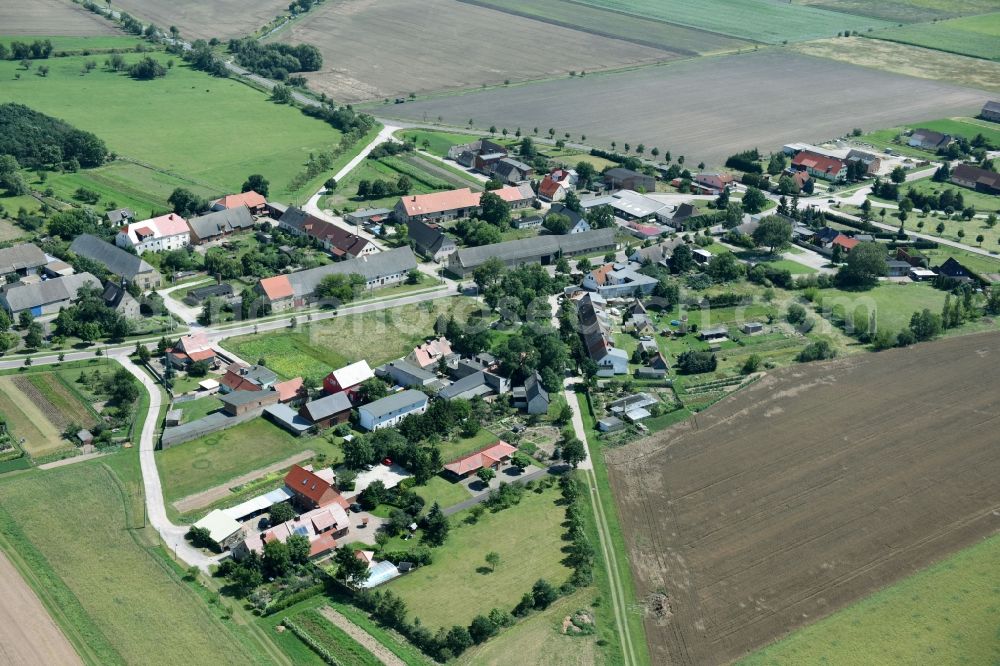 Sachsendorf from above - Village view in Sachsendorf in the state Saxony-Anhalt, Germany