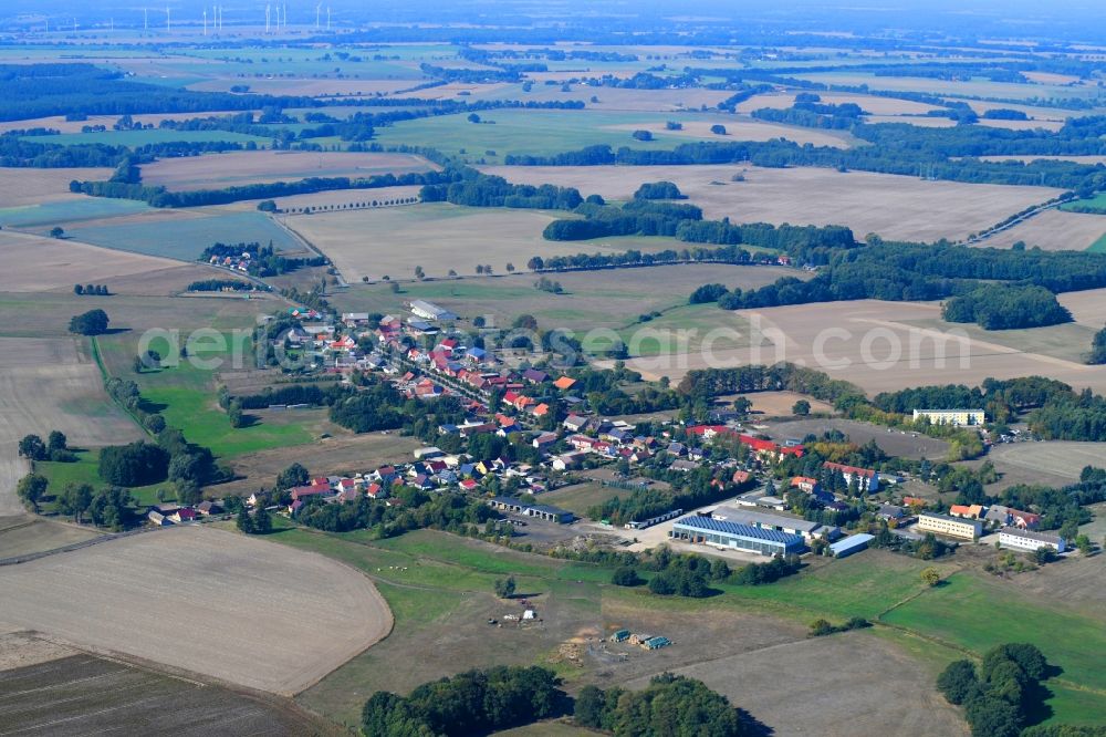 Sadenbeck from the bird's eye view: Village view in Sadenbeck in the state Brandenburg, Germany