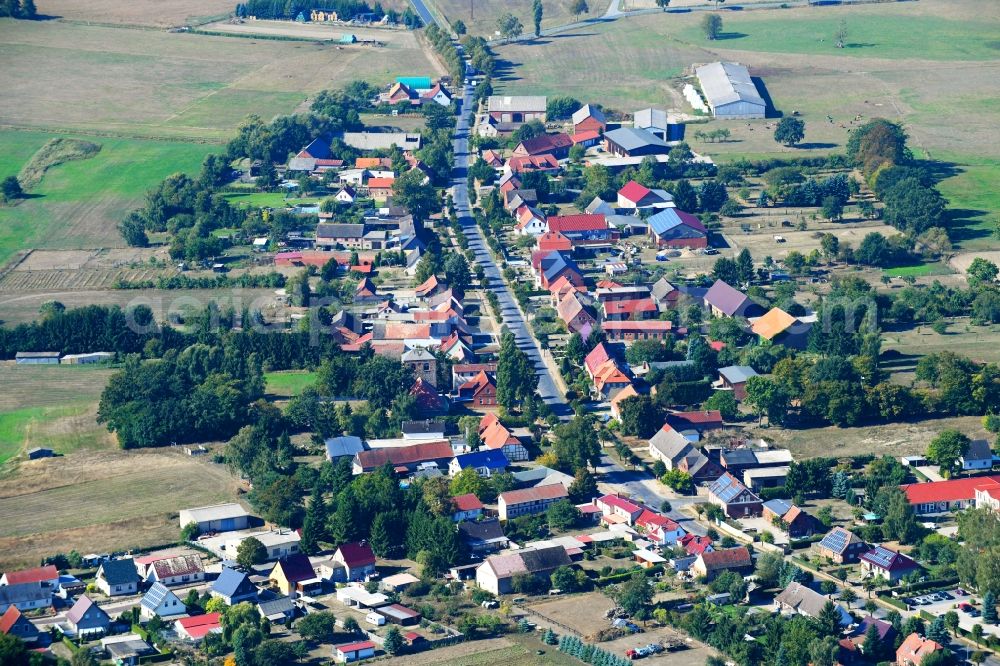 Sadenbeck from the bird's eye view: Village view in Sadenbeck in the state Brandenburg, Germany