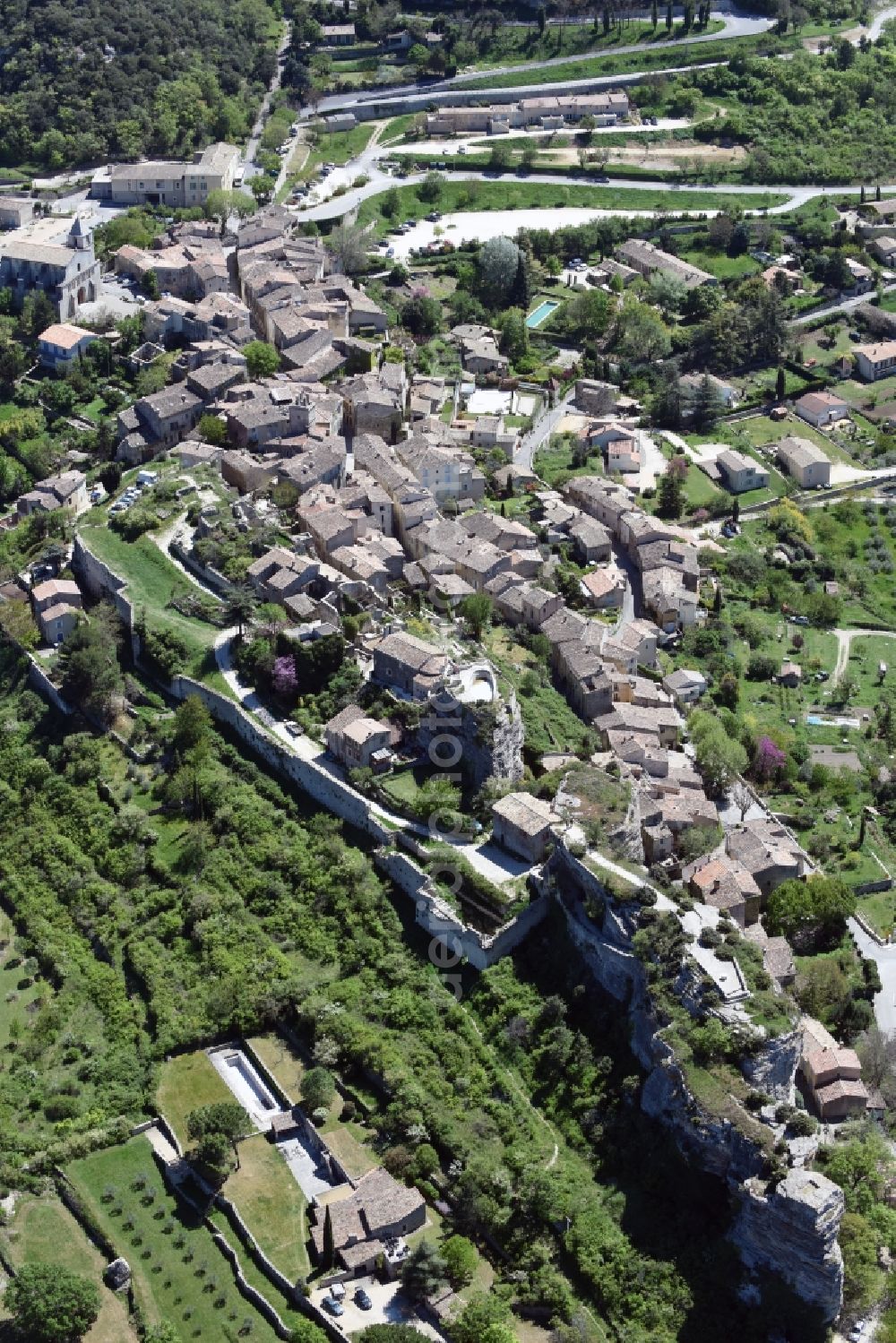 Aerial image Saignon - Village view of Saignon in Provence-Alpes-Cote d'Azur, France