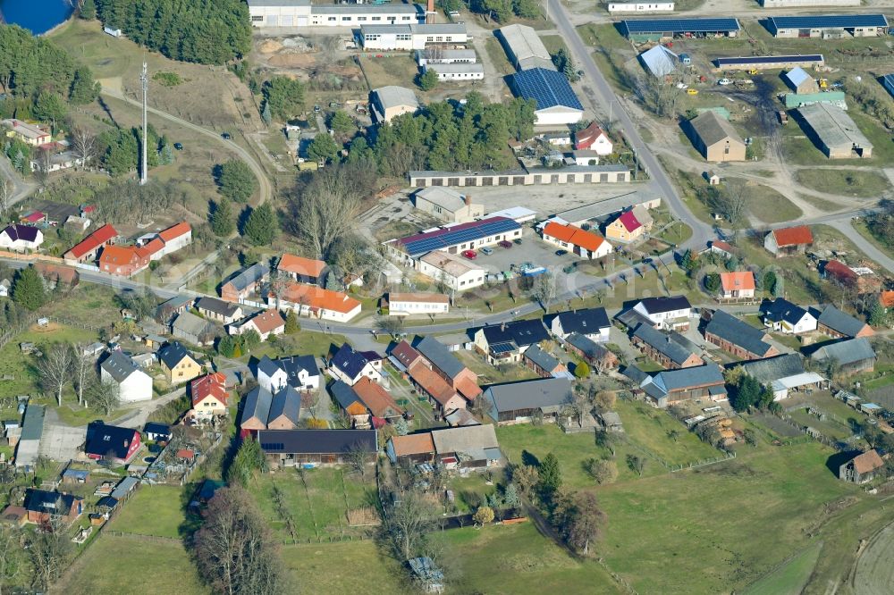 Schadow from above - Village view in Schadow in the state Brandenburg, Germany