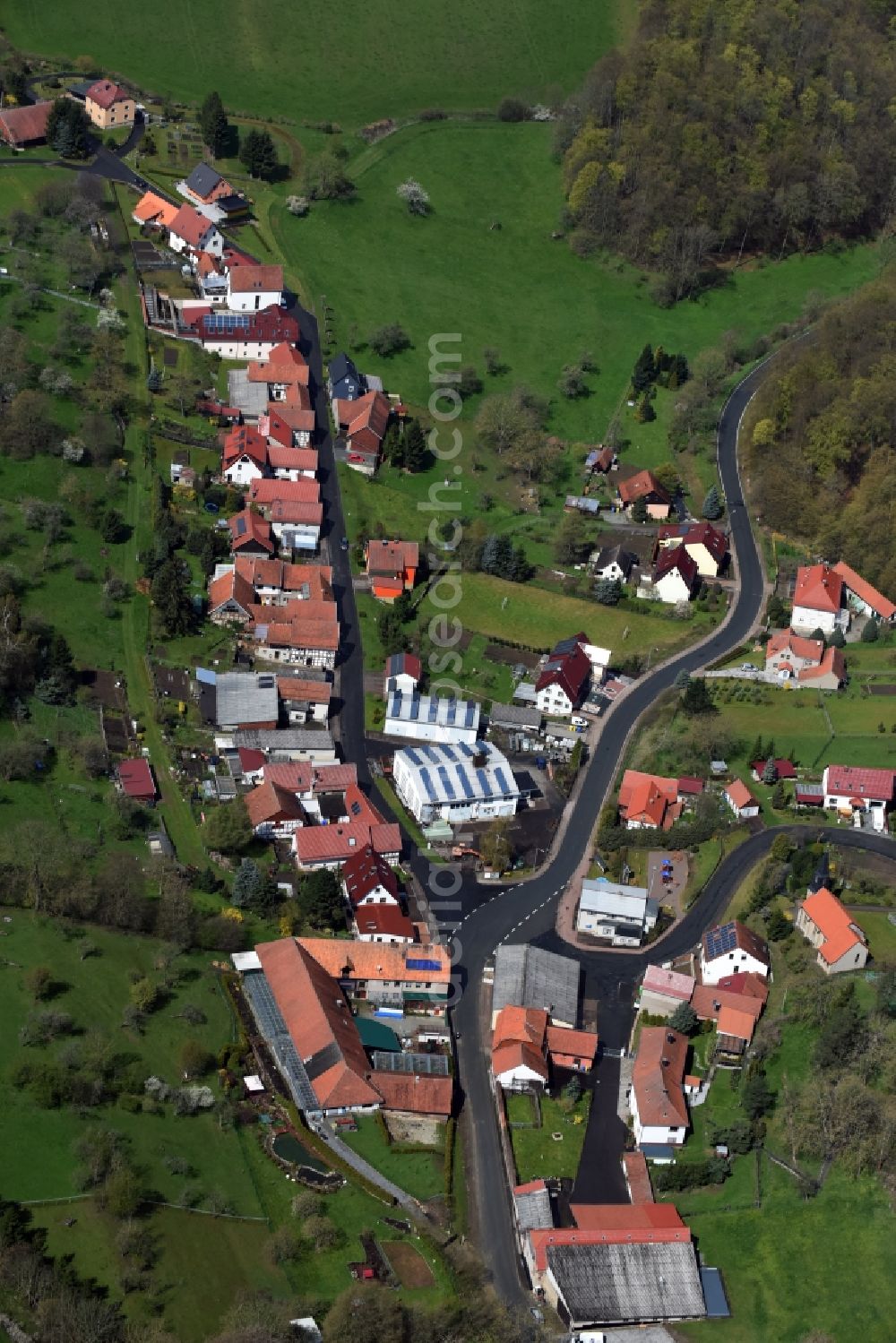 Aerial image Schierschwende - Village view of Schierschwende in the state Thuringia