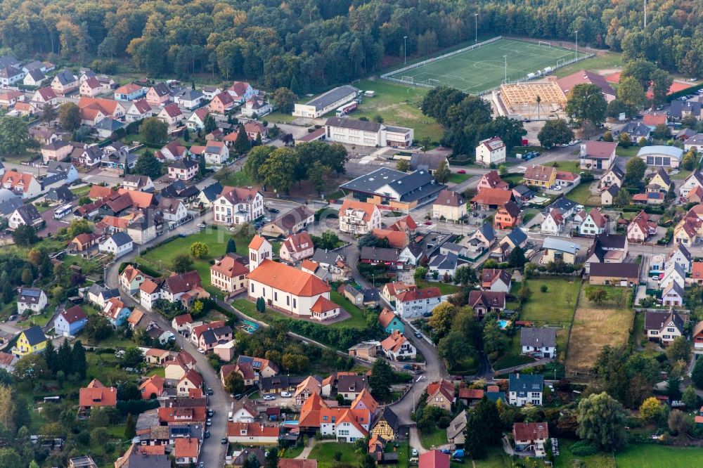 Aerial image Schirrhein - Village view in Schirrhein in Grand Est, France