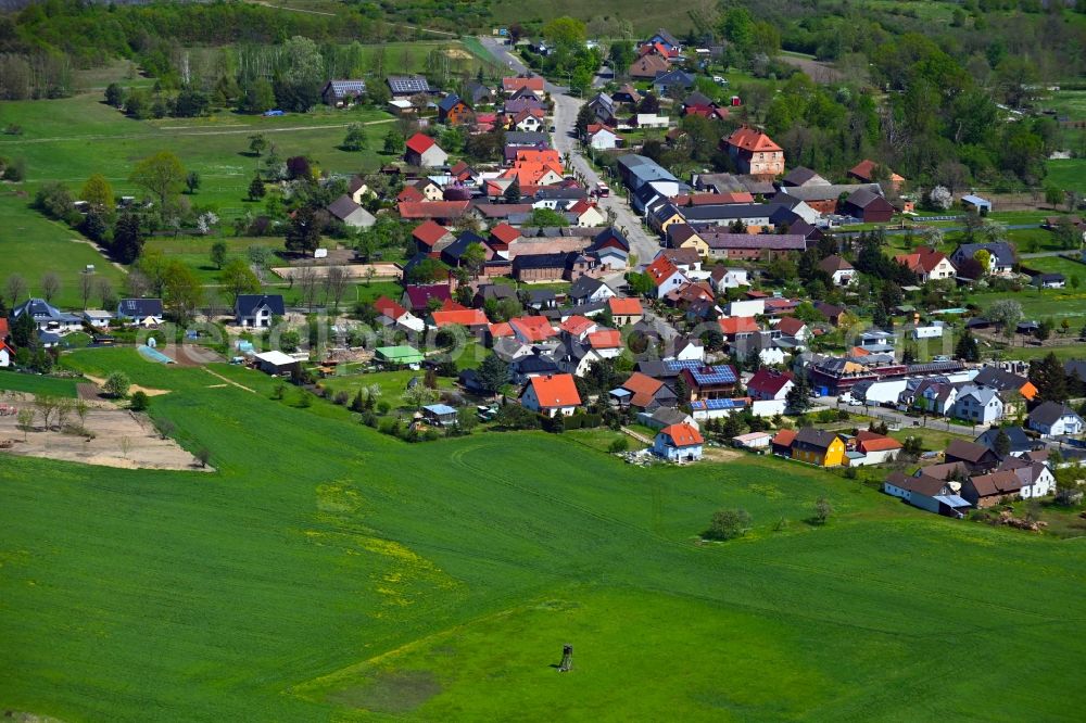 Aerial image Schlichow - Village view along Schlichower Dorfstrasse in Schlichow in the state Brandenburg, Germany