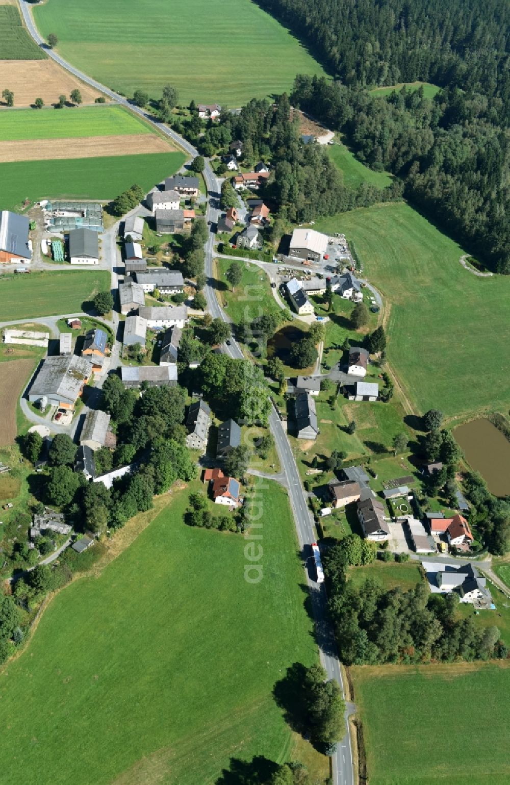 Schönlind from above - Village view of Schoenlind in the state Bavaria