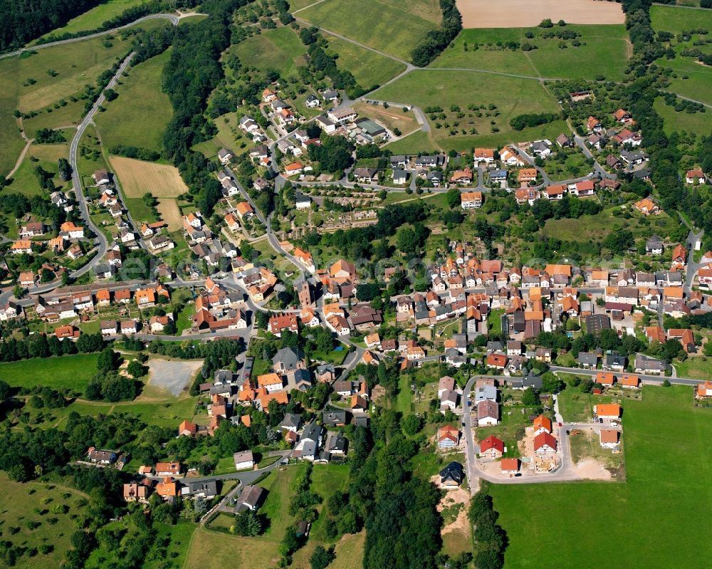 Seckmauern from above - Village view in Seckmauern in the state Hesse, Germany