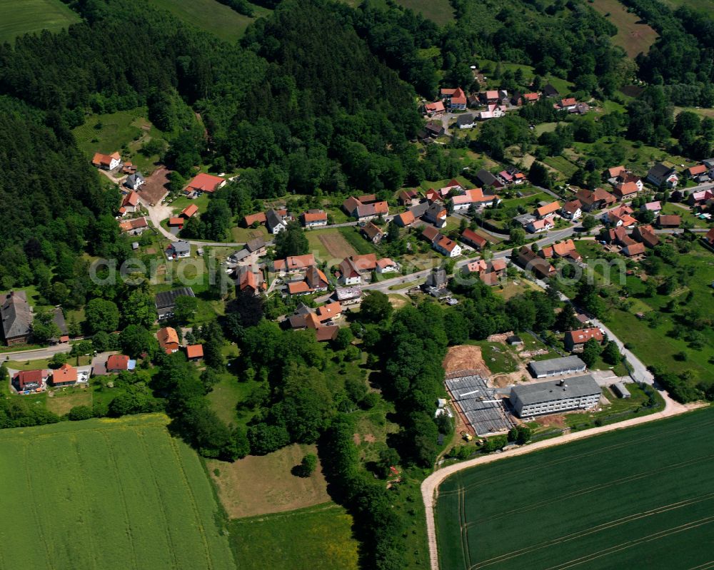 Aerial image Silkerode - Village view on street Dorfstrasse in Silkerode in the state Thuringia, Germany