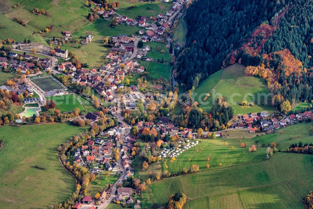 Simonswald from the bird's eye view: Village view in Simonswald in the state Baden-Wurttemberg, Germany