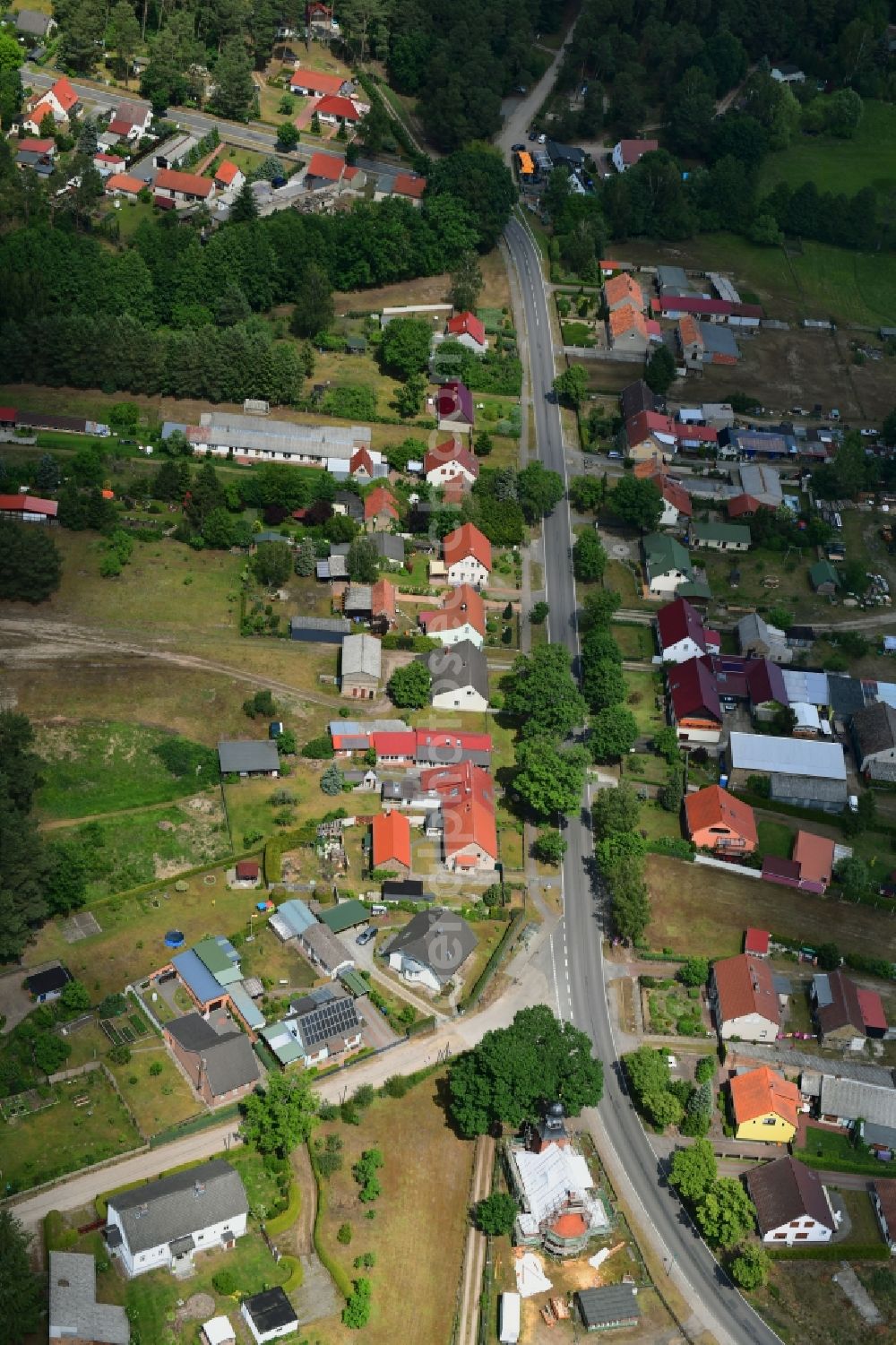 Aerial image Sophienstädt - Village view in Sophienstaedt in the state Brandenburg, Germany