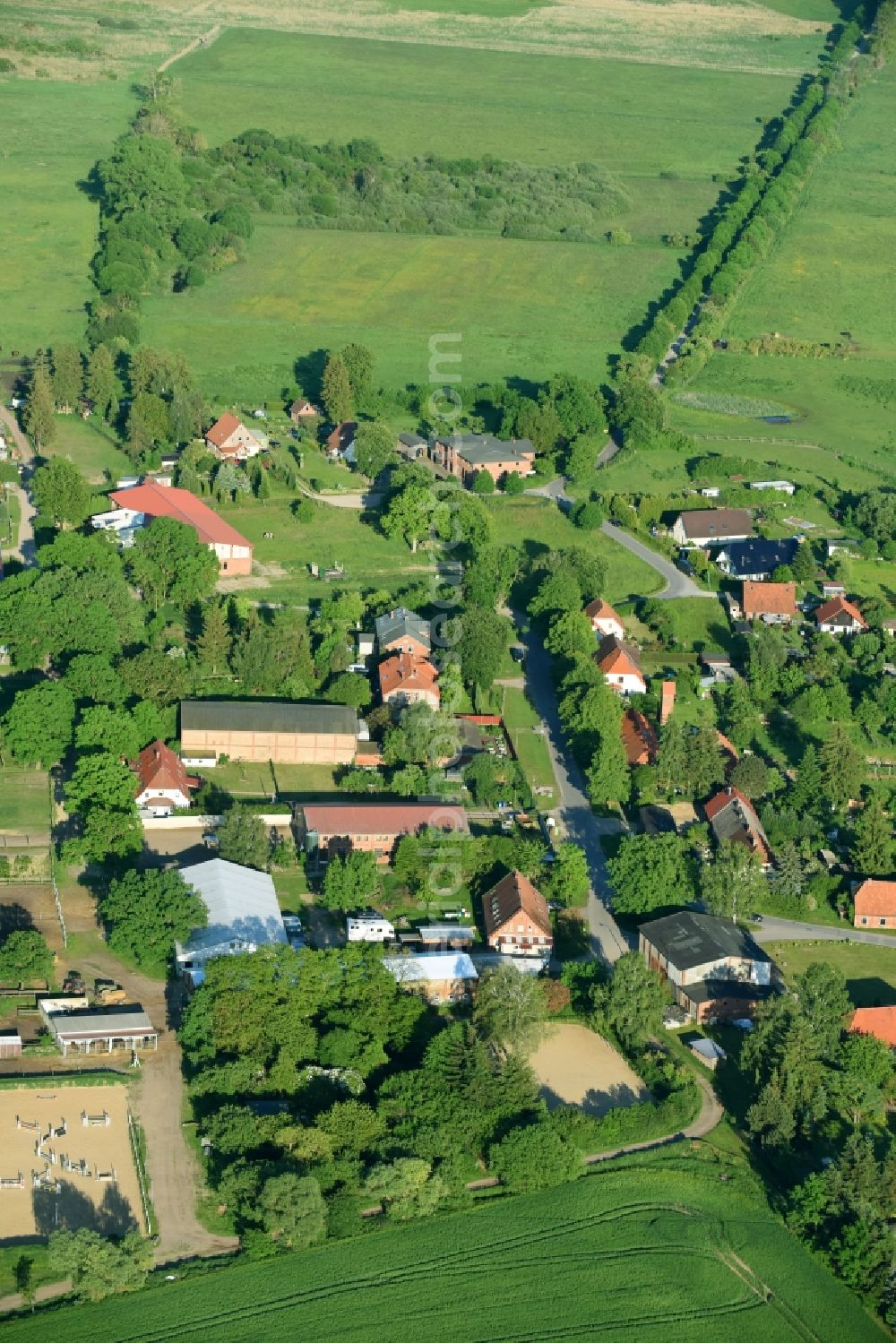 Aerial image Spoitgendorf - Village view in Spoitgendorf in the state Mecklenburg - Western Pomerania, Germany