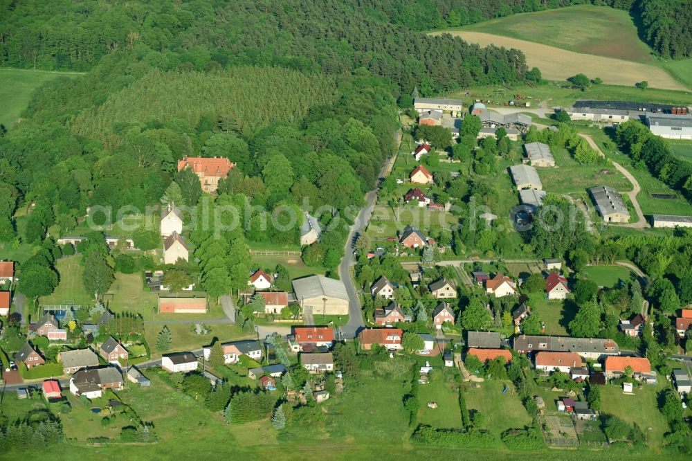 Spoitgendorf from the bird's eye view: Village view in Spoitgendorf in the state Mecklenburg - Western Pomerania, Germany