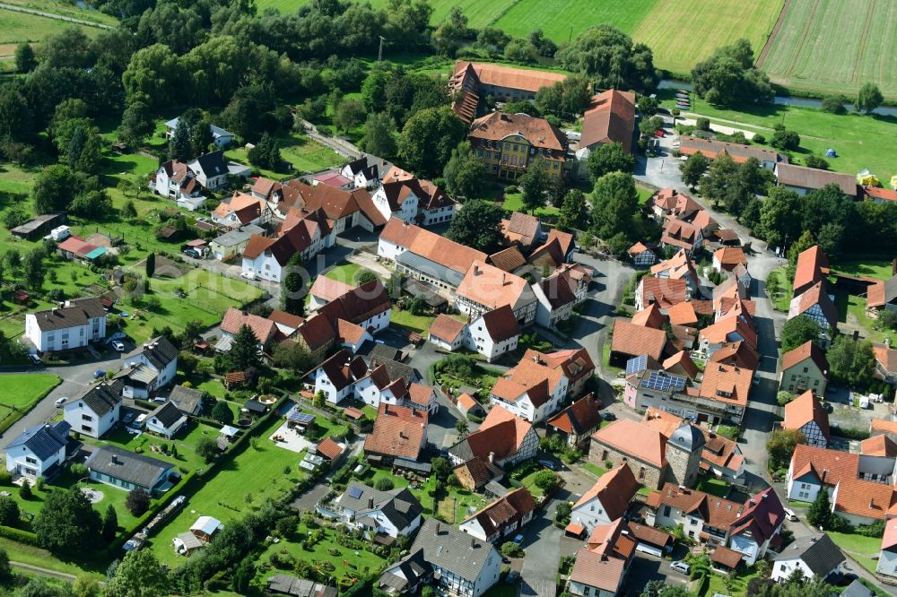 Aerial image Stammen - Village view in Stammen in the state Hesse, Germany