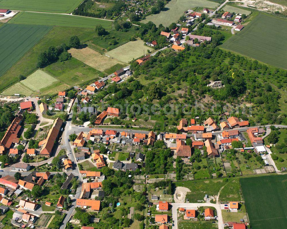 Stapelburg from above - Village view in Stapelburg in the state Saxony-Anhalt, Germany