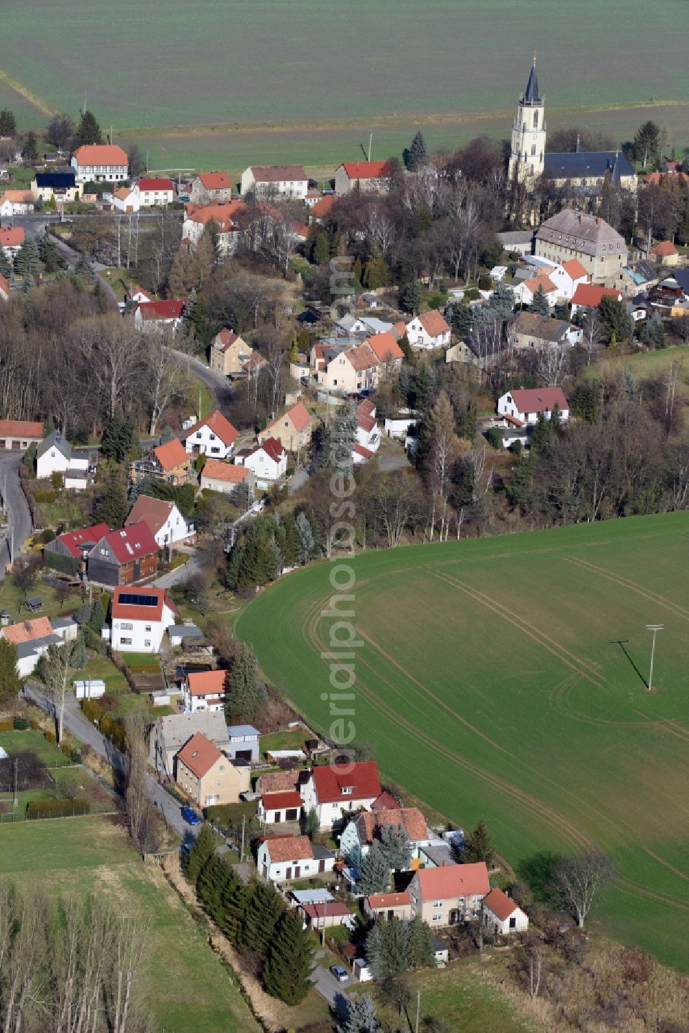 Aerial image Stauchitz - Village view of Staucha in the state Saxony