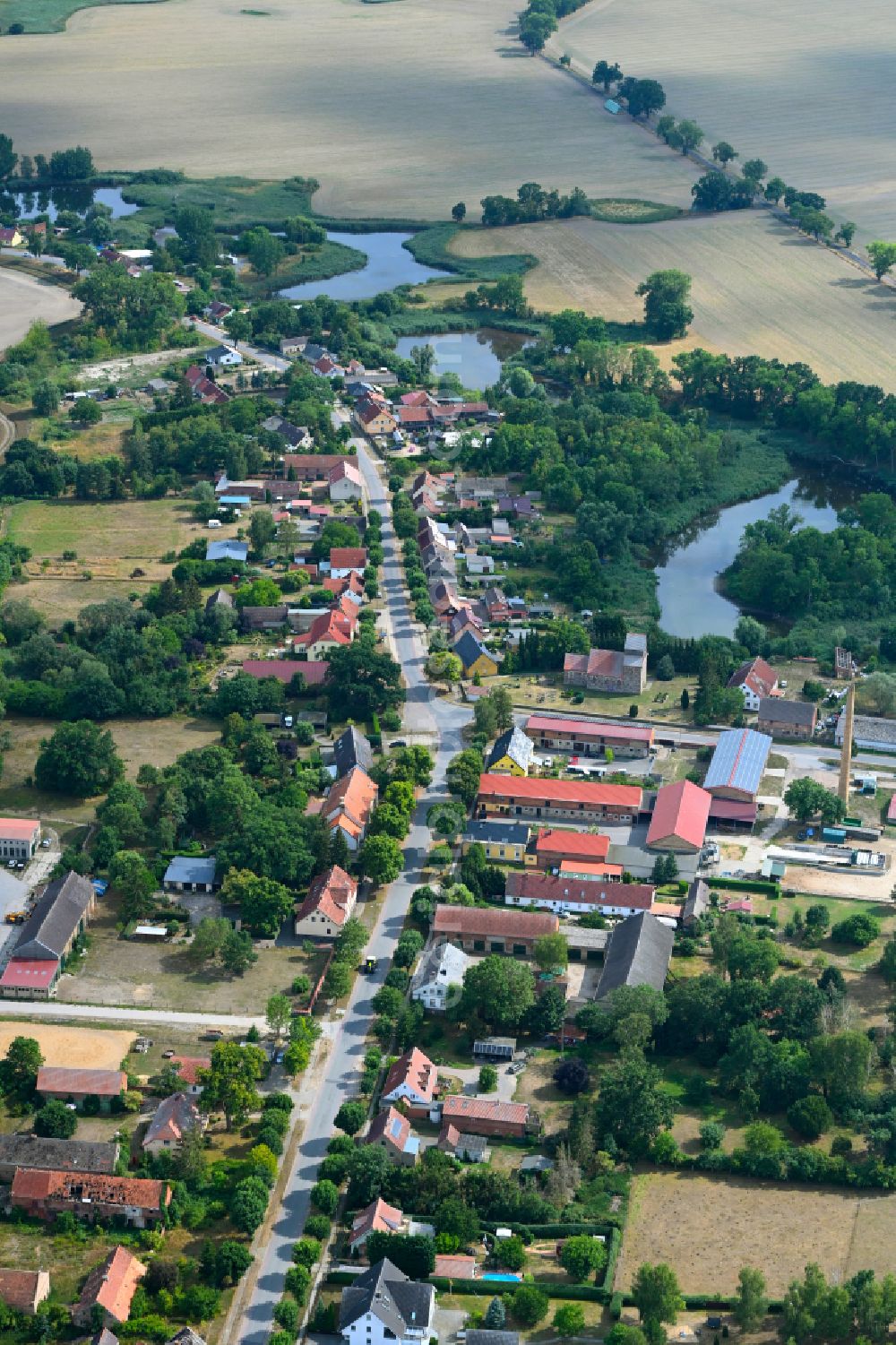 Aerial photograph Stöffin - Village view on street Dorfstrasse in Stoeffin in the state Brandenburg, Germany