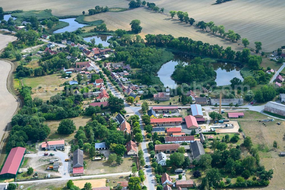 Stöffin from the bird's eye view: Village view on street Dorfstrasse in Stoeffin in the state Brandenburg, Germany